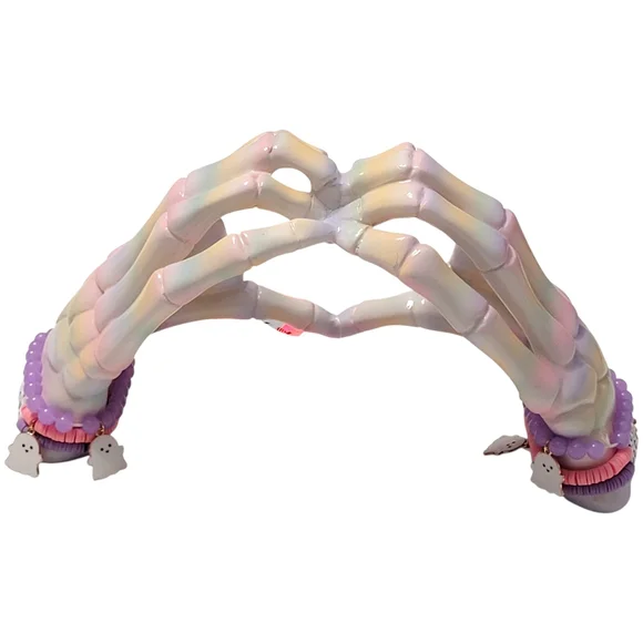 NEW Pastel Skeleton Heart Hands Kawaii Halloween Decor Summerween TikTok Viral - Picture 10 of 14